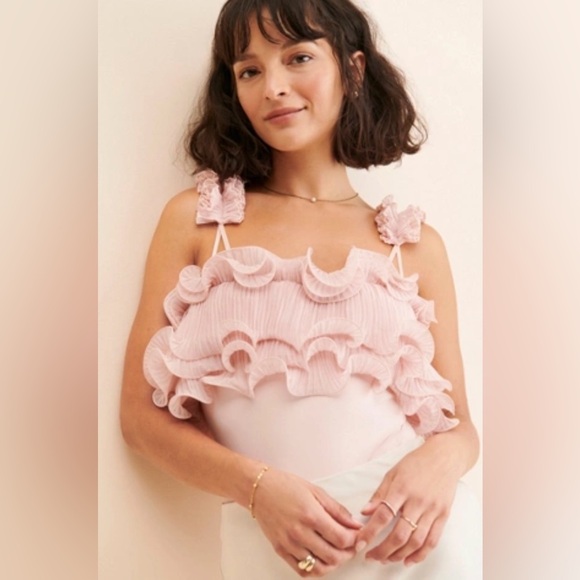 NEW Intimately Free People For the Frill of It Pink Ruffled Thong Bodysuit Large - Picture 5 of 13